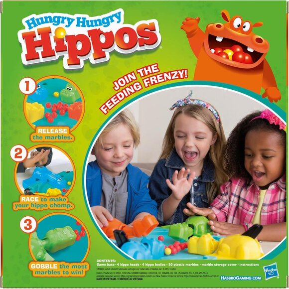 Hungry Hungry Hippos Gaming Bilingual For Age 4+  Hasbro Gaming New Sealed - Picture 8 of 14
